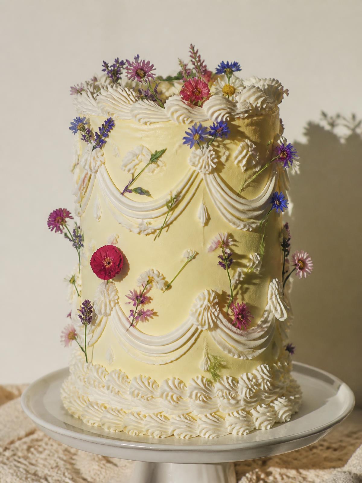 Yellow floral custom cake