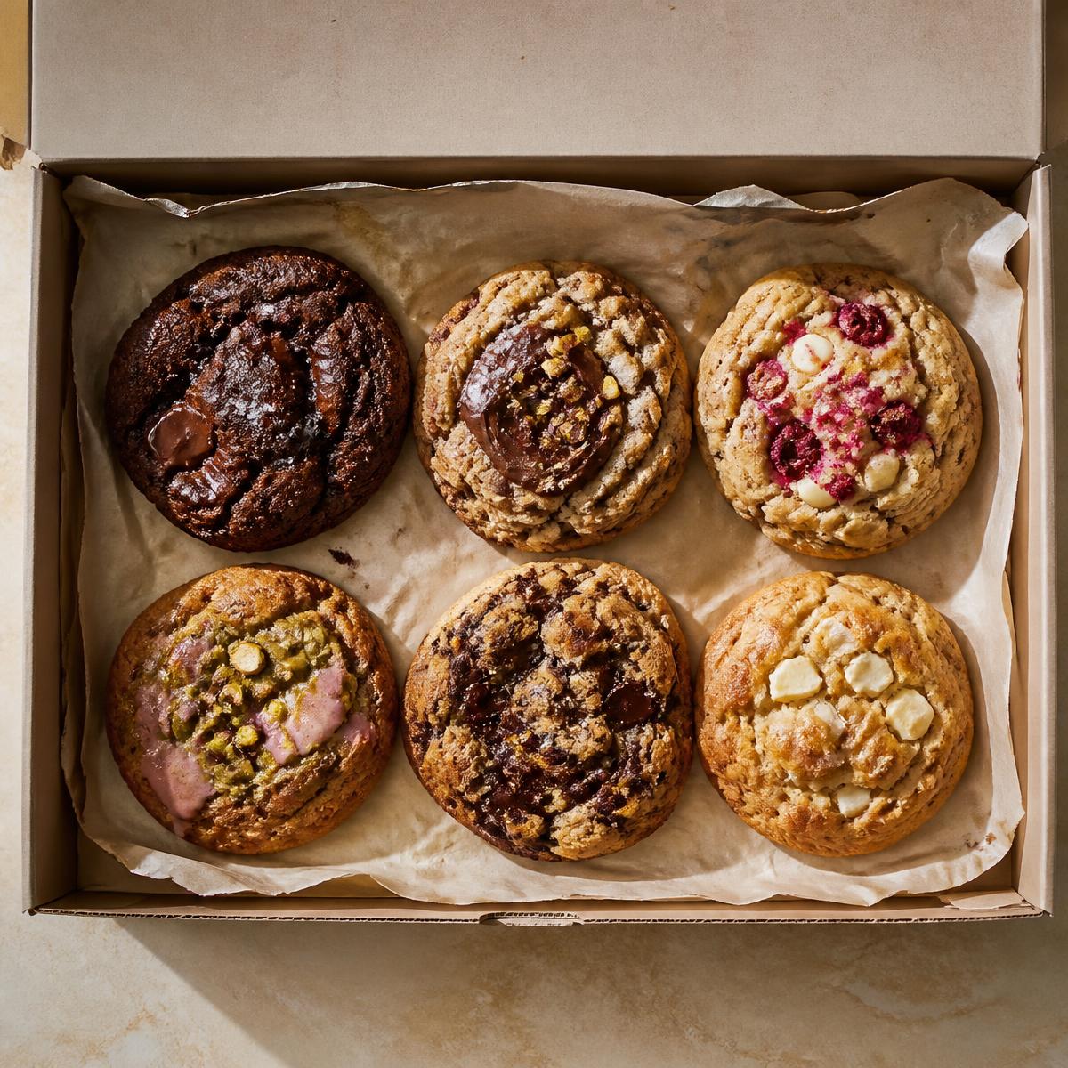 Cookie box tied with ribbon