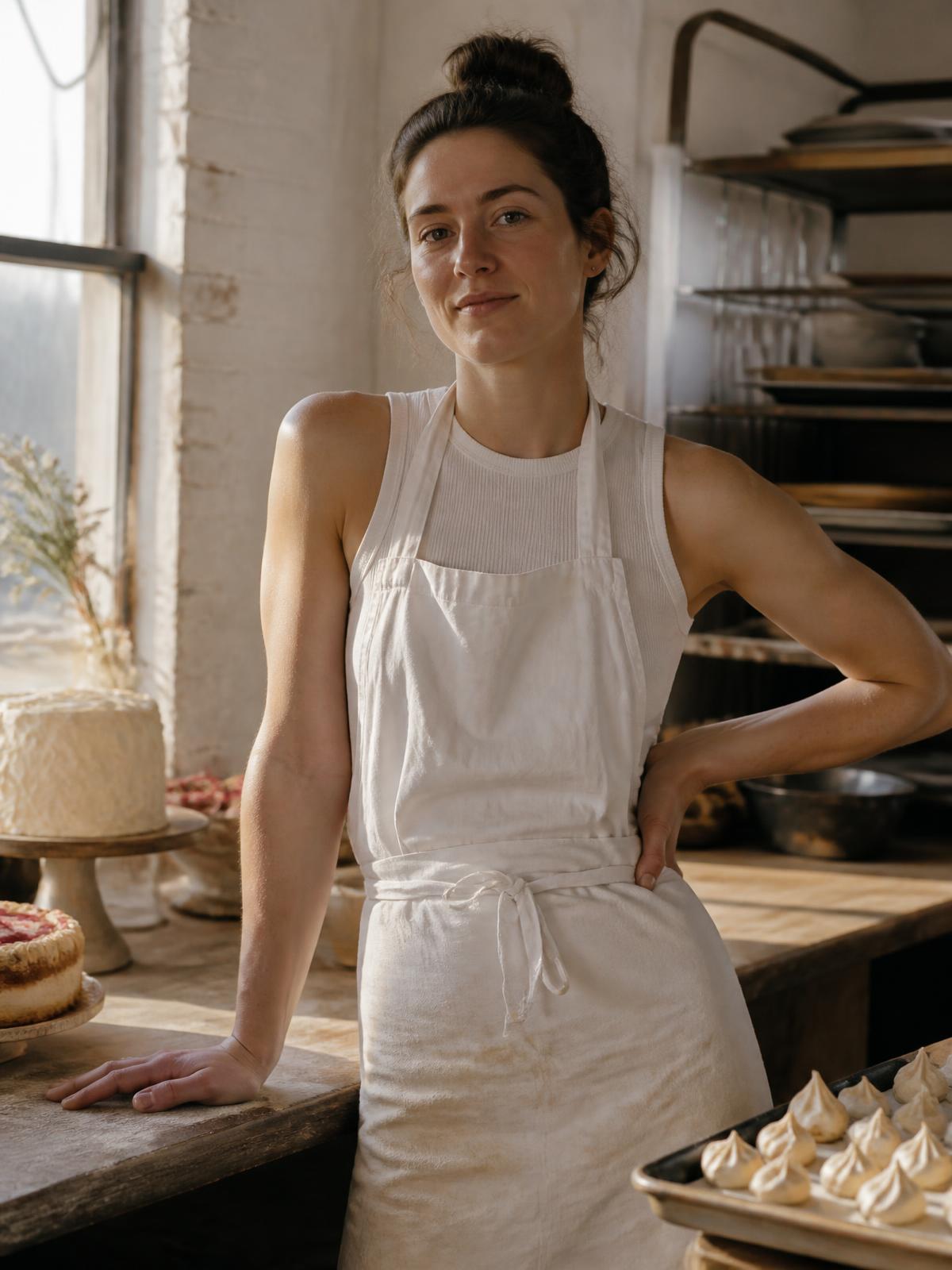 Founder of Fifi Bakes in the bakery kitchen